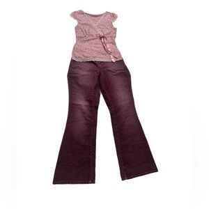 JEANSTAR ~ Women’s maroon/burgundy colored wide leg corduroy jeans size 14